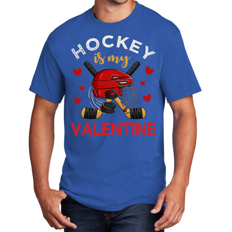 Hockey Is My Valentine Hockey Lover Valentines Day Mens Boys Basic T-shirt | Artistshot