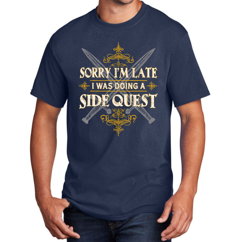 Side Quest Rpg Gaming Fantasy Tabletop Basic T-shirt by bummercaught | Artistshot