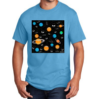 Aliens And Planets A Vector Pattern Wallpaper Ecopop Basic T-shirt | Artistshot