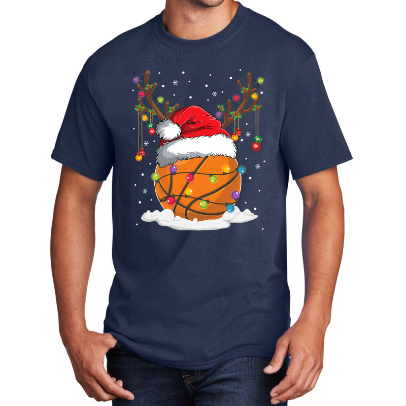 Christmas Basketball Reindeer Funny Santa Hat Xmas Kids Basic T-shirt by Aliceartist | Artistshot