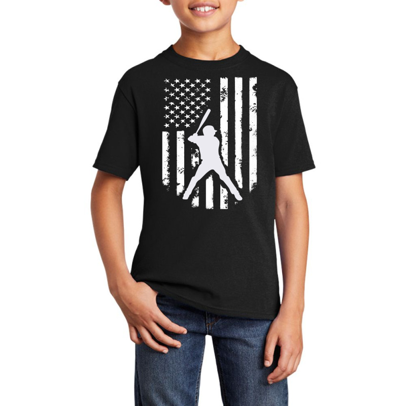 American Usa Flag Baseball  Distressed Hooded Top Gift Basic Youth T-shirt by HANANELArtist | Artistshot