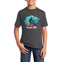 Undersea Life Coral Reef With Fish And Water Plants  Cartoon Landscape Basic Youth T-shirt | Artistshot