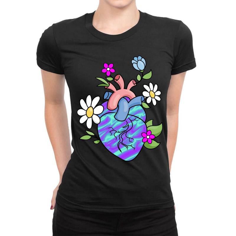 Flower Heart Spring Ladies Fitted T-Shirt by Amitabart | Artistshot