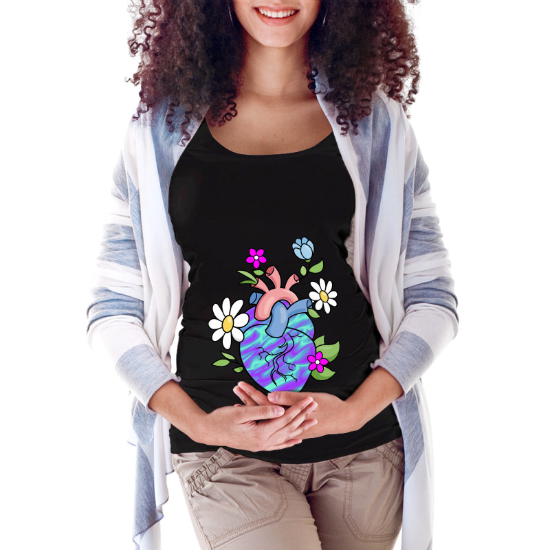 Flower Heart Spring Maternity Scoop Neck T-shirt by Amitabart | Artistshot