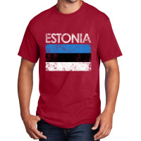 Vintage Estonia Estonian Flag Pride Gift Basic T-shirt | Artistshot