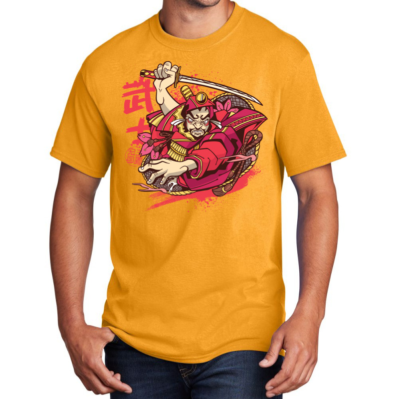 Vibrant Japanese Samurai Warrior Anime Basic T-shirt by EdieTiffany | Artistshot