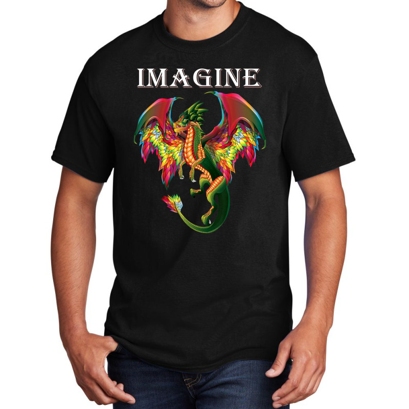 Trending Imagine Being A Dragon Breathing Fire Magical Wings Boys Men Basic T-shirt by behindcedar22 | Artistshot