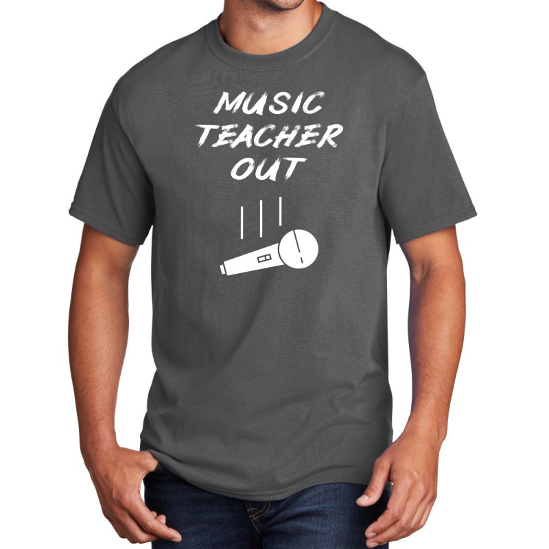 Retired Music Teacher Out Retirement Mic Drop End Of Year Retiring Gif Basic T-shirt | Artistshot