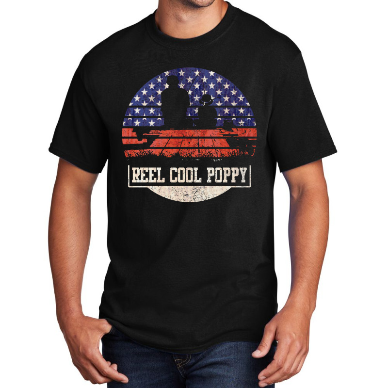 Mens Reel Cool Poppy Fish Fishing Usa    4th Of July Gifts 3 Basic T-shirt | Artistshot