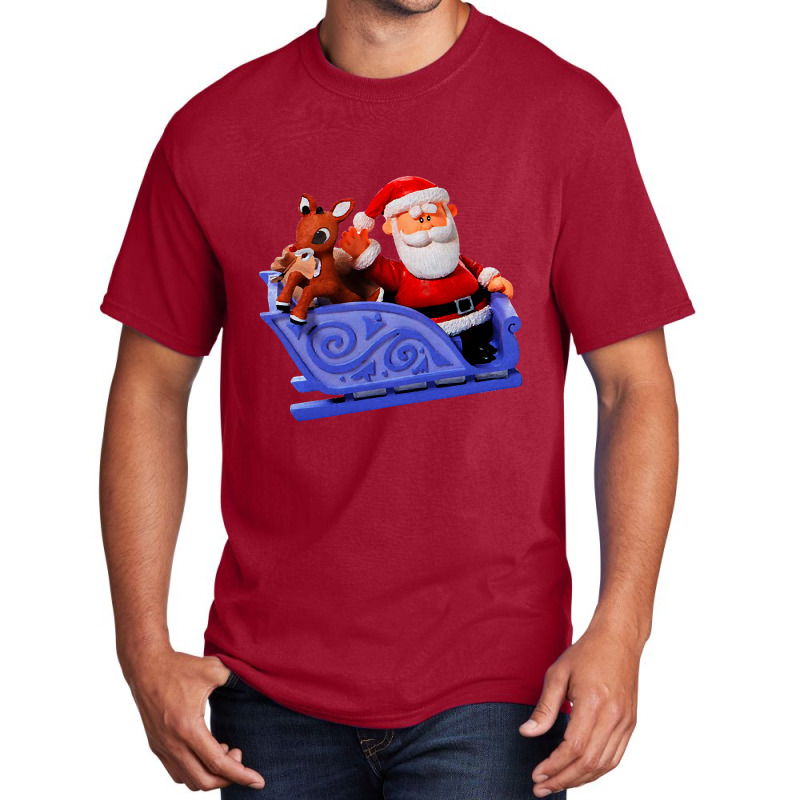 Trending Rudolph And Santa Rankin Bass Retro Vintage Basic T-shirt by Ledford Leslie | Artistshot