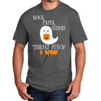 Funny Halloween Ghost Rock Paper Scissors Throat Punch I Win Basic T-shirt | Artistshot