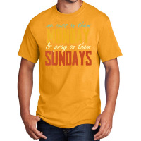 Womens We Cuss On Them Monday   Pray On Them Sundays Funny Vneck Basic T-shirt | Artistshot