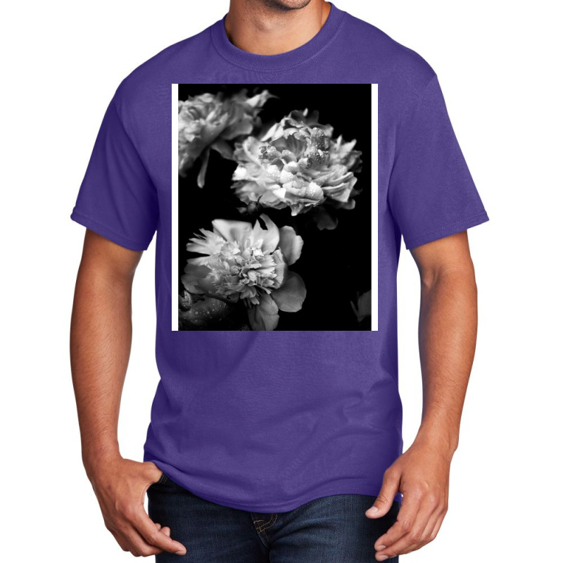 Black And White Peonies Basic T-shirt | Artistshot