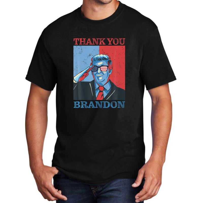 Thank You Brandon Usa Flag Glasses Basic T-shirt by zirulovuc | Artistshot