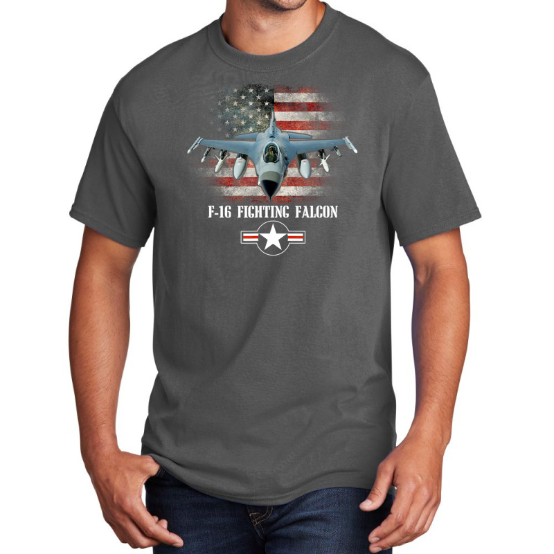 Hot Trend F16 Fighting Falcon American Flag Patriotic Usaf Basic T-shirt by quanghuydinh1 | Artistshot