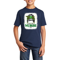 Bleached Nurse Life Messy Bun Leopard St Patricks Day Basic Youth T-shirt | Artistshot