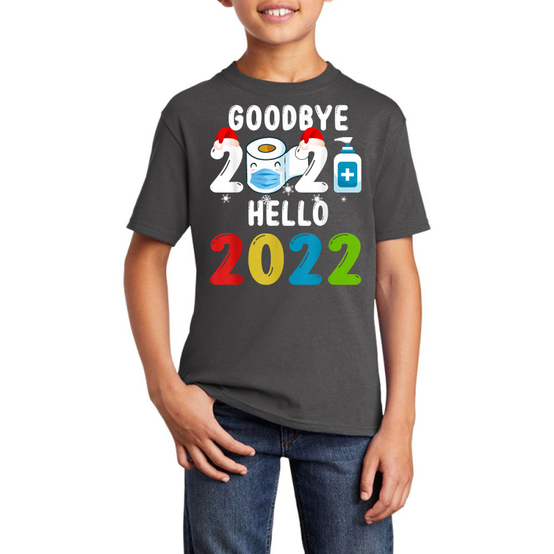 Goodbye 2021 Hello 2022 Santa Hat Mask Syringe New Year Eve T Shirt Basic Youth T-shirt | Artistshot