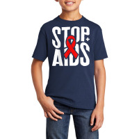 Word Aids Days Stop Aids Red Awareness Ribbon Hiv Month T Shirt Basic Youth T-shirt | Artistshot