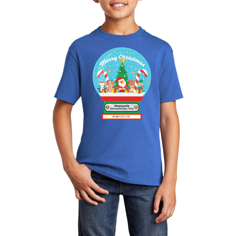 Hot Trend Newcastle Upon Tyne England Uk - Merry Christmas Snowglobe Basic Youth T-shirt by Milne Charlton | Artistshot