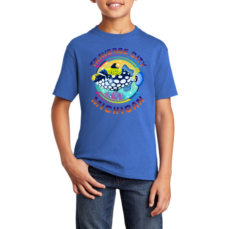 Traverse City Michigan Fishing Town, Clown Triggerfish With Colorful P Basic Youth T-shirt | Artistshot