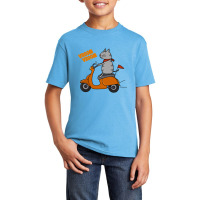 Trending Grey Cat On A Scooter Basic Youth T-shirt | Artistshot