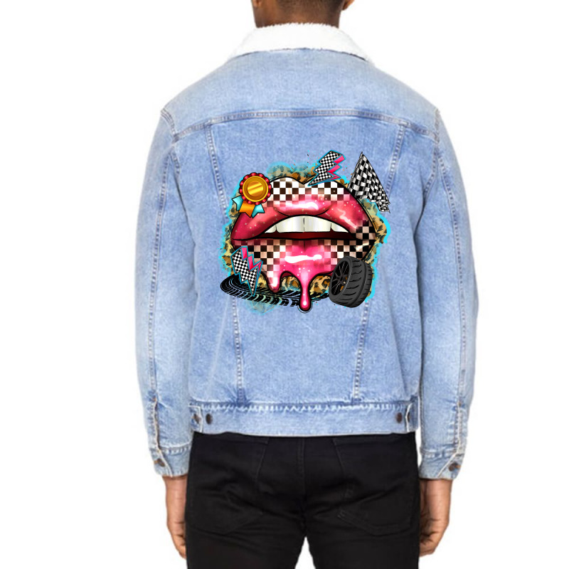 Race Lips Unisex Sherpa-Lined Denim Jacket by Zillion Design Studio | Artistshot