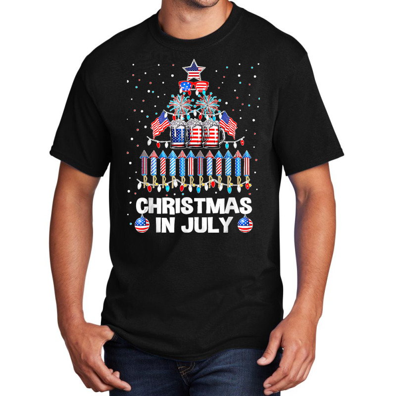 Awesome Beer Xmas Tree Summer For Christmas In July Basic T-shirt | Artistshot