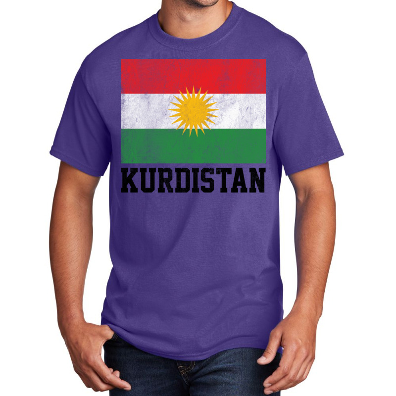 Kurdistan Faded Vintage Style Flag Design Gift Basic T-shirt by SandeeNardi | Artistshot