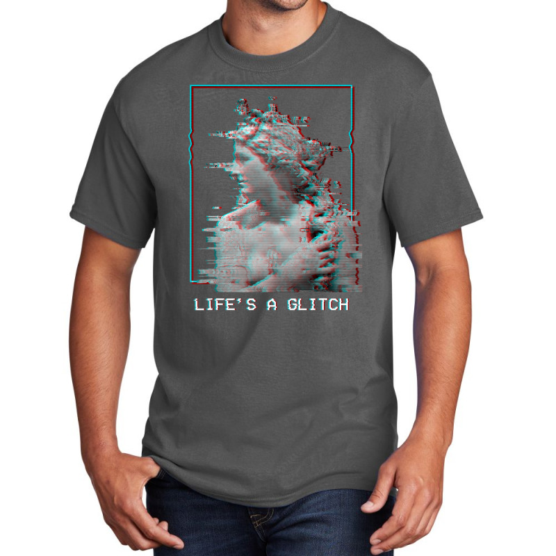 Limited Edition Life's A Glitch Vaporwave 80s 90s Aesthetic Greek Stat Basic T-shirt by haodinhvan1 | Artistshot