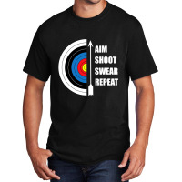 Archery Aim Shoot Swear Repeat Target Arrow Funny Basic T-shirt | Artistshot