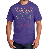 Nordic Wildflower Linnea Twinflower Pretty Pink Flowers Floral Nostalg Basic T-shirt | Artistshot