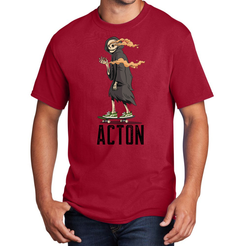 Limited Edition Acton Los Angeles California, Skeleton On A Skateboard Basic T-shirt | Artistshot