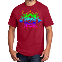 Multicolored Scandinavian Viking Skull In Helmet With Crossed Axes Mod Basic T-shirt | Artistshot