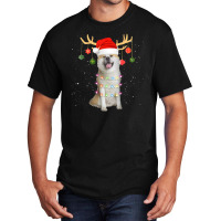 Limited Edition Reindeer Akita Dog With Santa Hat Christmas Light Xmas Basic T-shirt | Artistshot