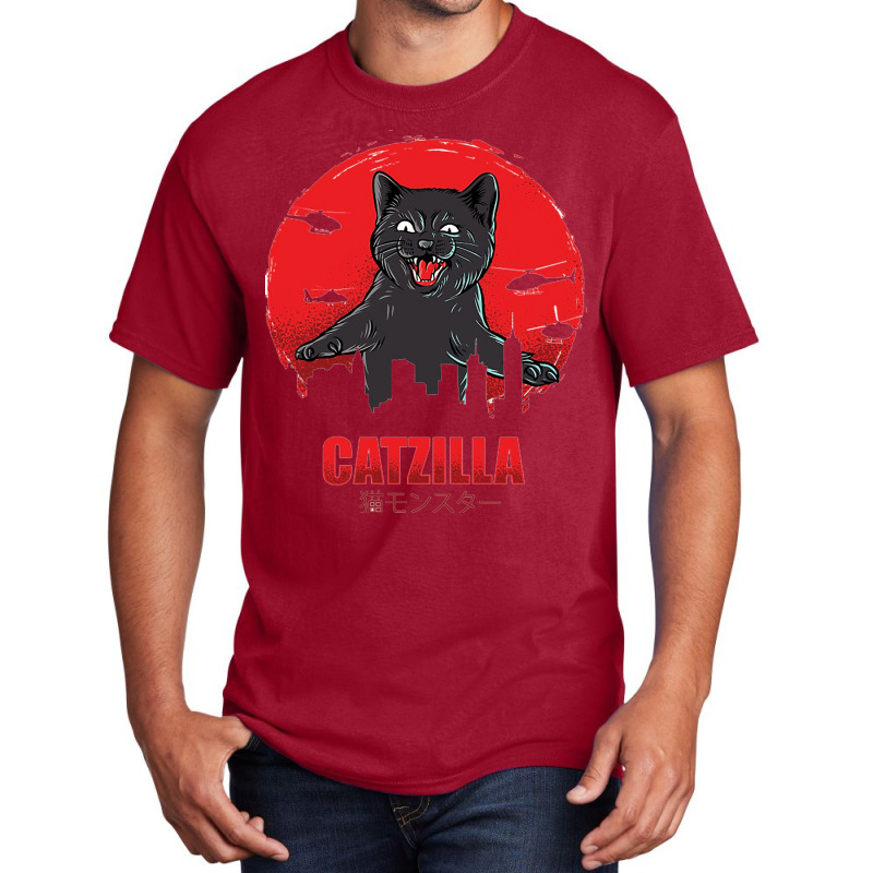 Cat Zilla Funny Cat Basic T-shirt by LeslyLindgren | Artistshot