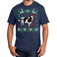 Cow Funny Cattle Ugly Sweater Christmas Dairy Cow Lover Santa Hat Anim Basic T-shirt | Artistshot