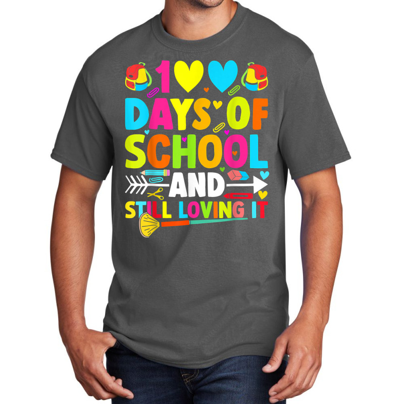 Cute 100 Days Of School And Still Loving It Hearts 100th Day T Shirt Basic T-shirt | Artistshot