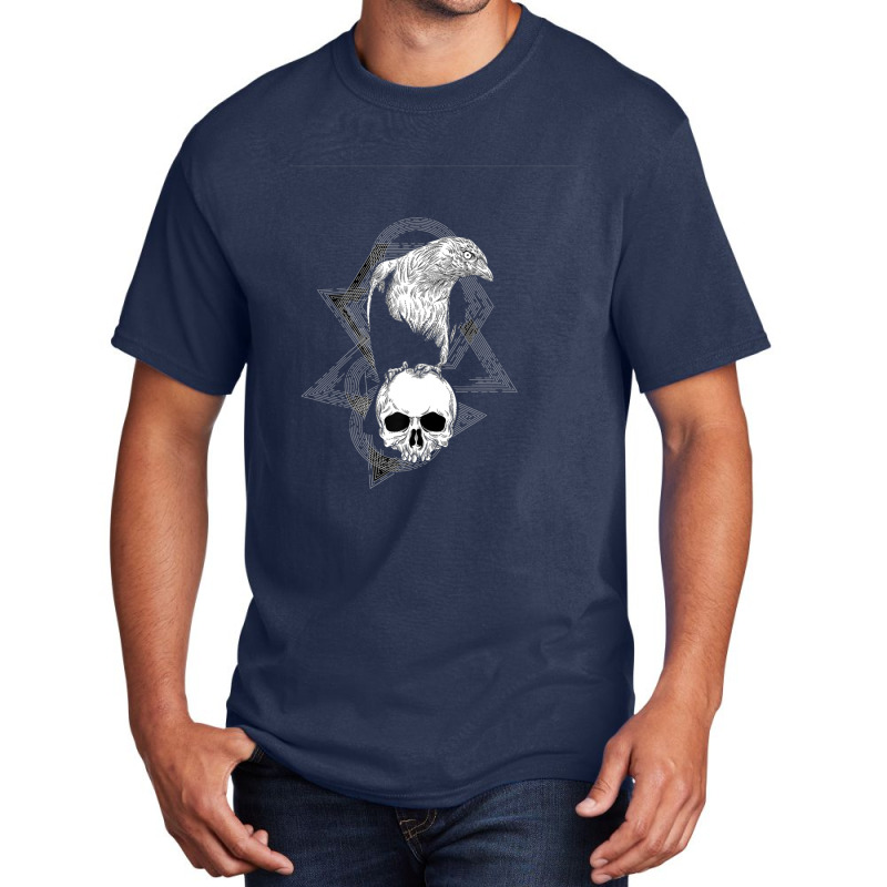 Hot Trend Crow Raven Norse Skull Viking Style For Vikings Lover Basic T-shirt by Sizemore Adame | Artistshot