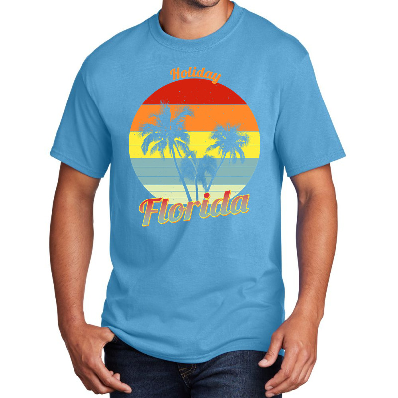 Hot Trend Holiday Florida Retro Tropical Palm Trees Vacation Basic T-shirt by Rios Arevalo | Artistshot