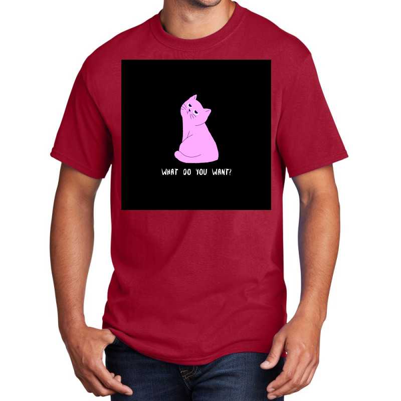 Cat Serious Looking Kitten Pink Deferent Cute Poster Retro (1) Basic T-shirt | Artistshot