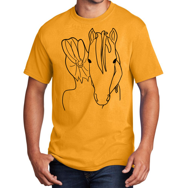 Hot Trend Hugging My Horse, Line Art Basic T-shirt | Artistshot