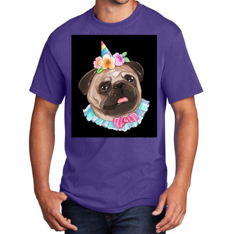 Cute Pug Dog Poster Aesthetic Basic T-shirt | Artistshot