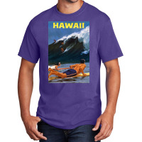 Hawaii Vintage Travel Poster Restored Basic T-shirt | Artistshot