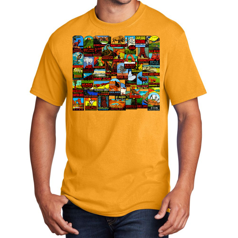 American National Parks Vintage Travel Decal Bomb Basic T-shirt by hydriberolh | Artistshot