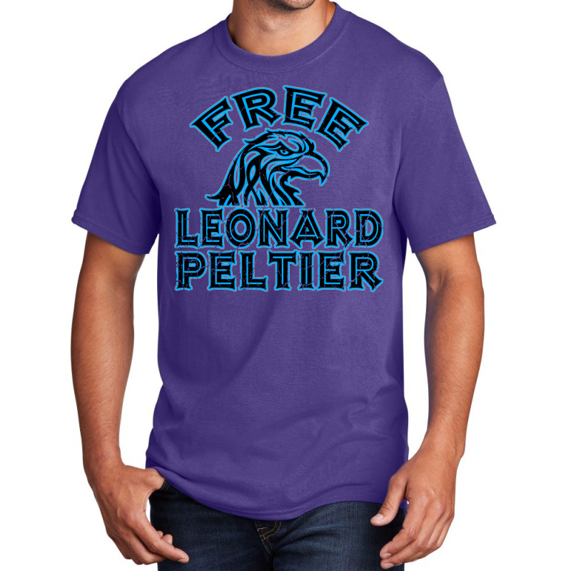 Free Leonard Peltier Blue Used Look Basic T-shirt by oubaydkukmanz | Artistshot