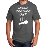 Retired Music Teacher Out Retirement Mic Drop End Of Year Retiring Gif Basic T-shirt | Artistshot