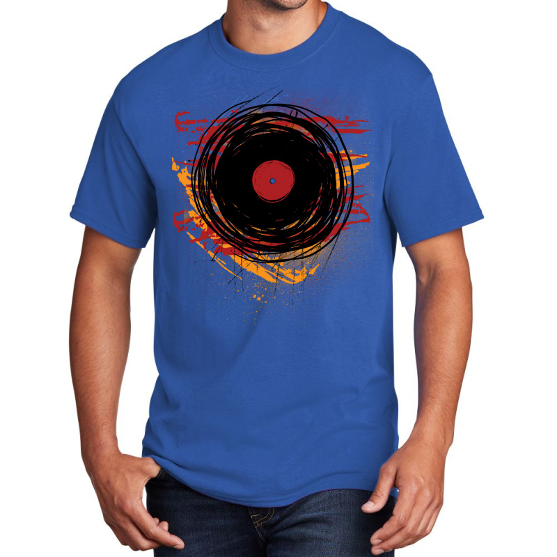 Vinyl Record Retro Grunge With Paint And Scratches   Music Dj! Basic T-shirt by aldbscanetoj | Artistshot