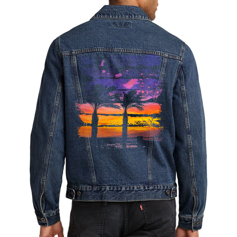 Palm Trees T  Shirt A Beautiful Painting That Shows The Atmosphere Of Men Denim Jacket by protectiveblackening | Artistshot