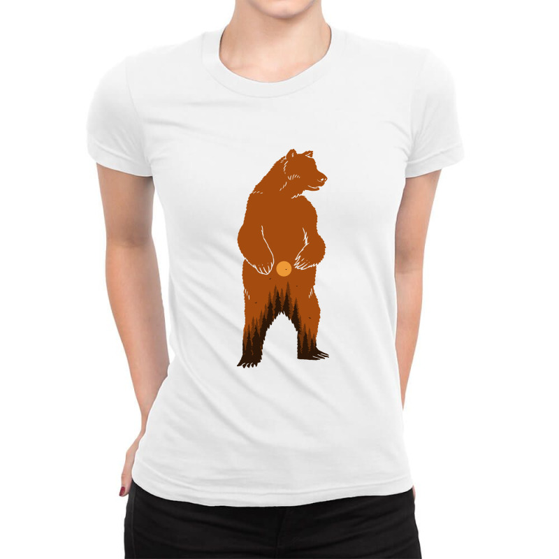 Wild Bear Forest Ladies Fitted T-Shirt by Mangustudio | Artistshot