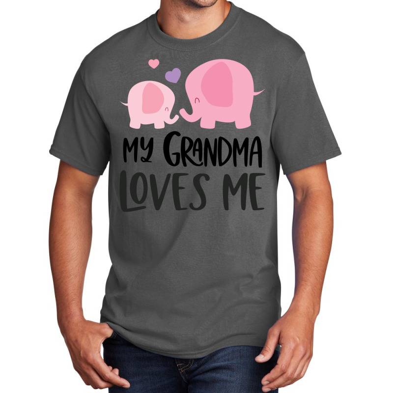 Pink Elephant Grandma Loves Me Basic T-shirt by CueTrendyFinds | Artistshot